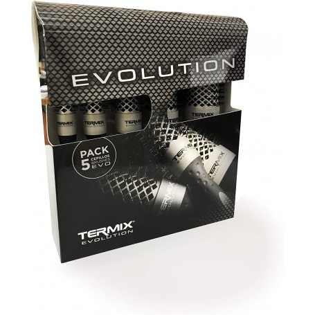 Termix Evolution Basic - Pack de 5 cepillos de pelo térmico redondo con fibra ionizada