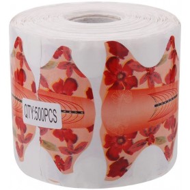 Rollo de 500 uds moldes pegatinas para manicura (Floriada Naranja)