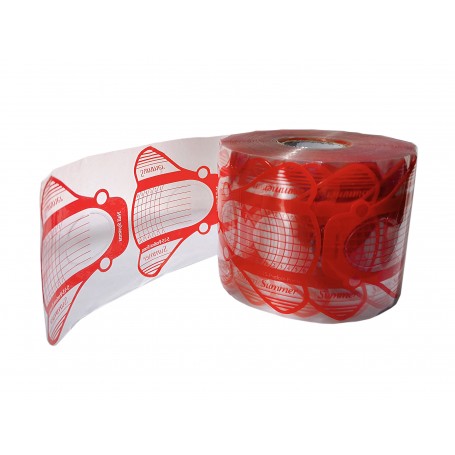 Rollo de 500 uds moldes pegatinas para manicura (Rojo transparente)