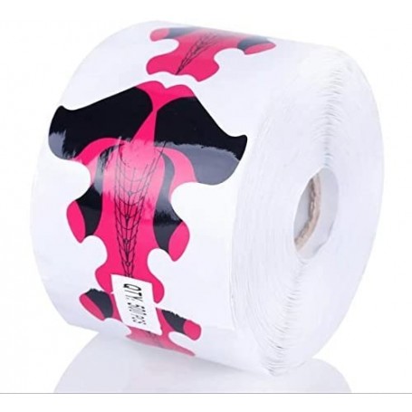 Rollo de 500 uds moldes pegatinas para manicura (Mariposa Fucsia grande)