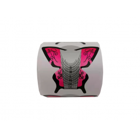 Rollo de 300 uds moldes pegatinas para manicura (Mariposa Fucsia)