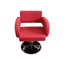 Sillón profesional de peluquería, 360º giratoria con base fijo de metal y altura regulable, modelo S05 rojo