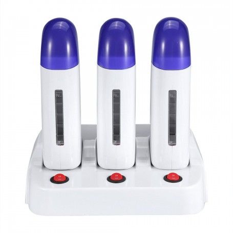 Calentador de Cera Tibia, Roll On Cera Fría, Depilación Profesional (Blanco 3T)