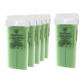 6 Cartuchos Roll-Ons de Cera Depilatoria Tibia de 100ml/ud, color verde aloe vera