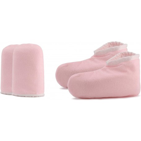 Guantes + Botines protección Parafina y Cera, Color Rosa