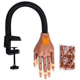 Mano de maniquí con uñas postizas para practicar y formación, flexible tanto el brazo y los dedos + 100 uñas postizas plástico