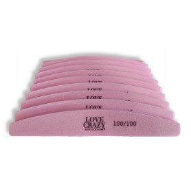 Kit 10 pulidores 100/100 en forma de media luna, color rosa