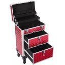 Maleta multifunción con cajones y organizadores de objetos, color rojo