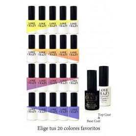 kit 20 Colores de Esmaltes personalizado y Top Coat Base Coat